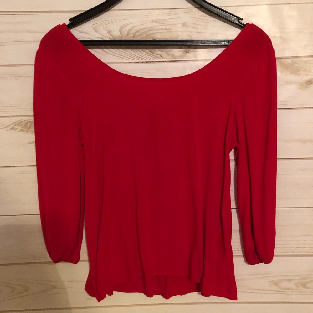 Open back red top